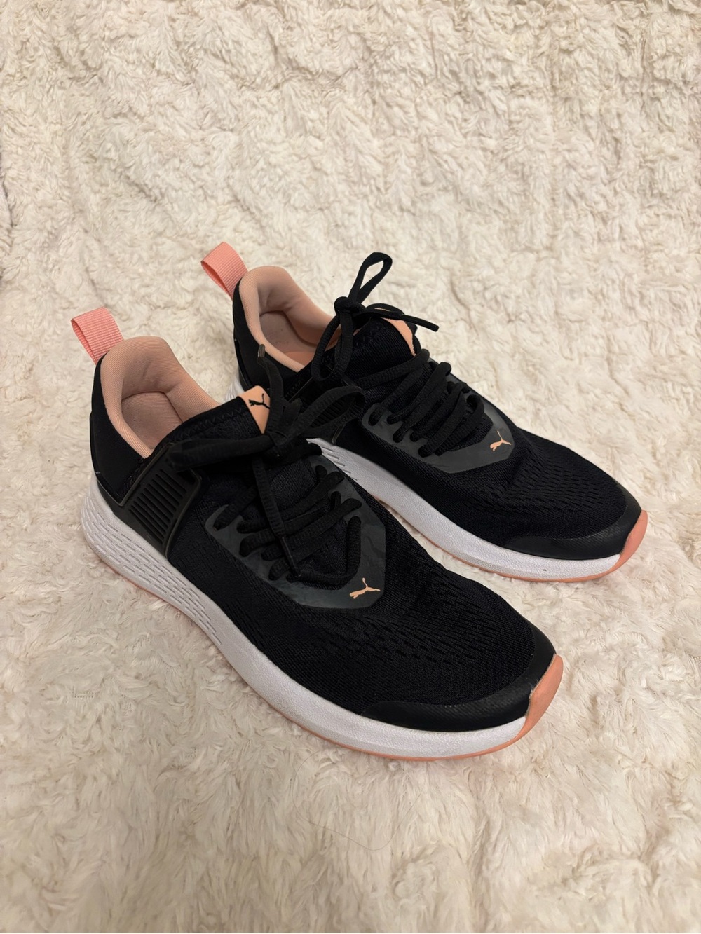 Puma Black and Pink Athletic Running Shoes